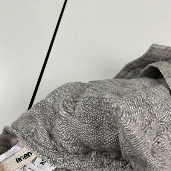 Evam Eva Beige 100% Linen Crop Linen Trousers Womens Sz 2 / M - Picture 10 of 10